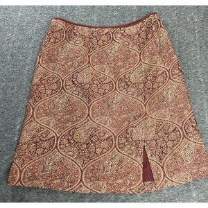 Vtg Banana Republic Womens Wool & Silk Blend Paisley Skirt 14 Lined Knee Length